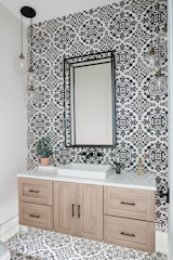 Bath Room, Pendant Lighting, Ceramic Tile Wall, Ceramic Tile Floor, and Vessel Sink  Photo 5 of 5 in An Expansive Home in Kentucky Asks $2.695M by Sotheby’s International Realty