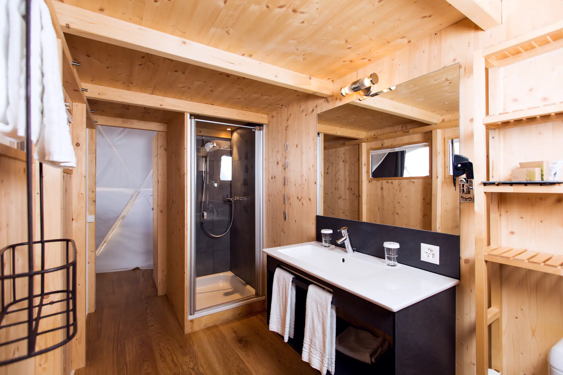 Each pod is conveniently equipped with a complete bathroom.