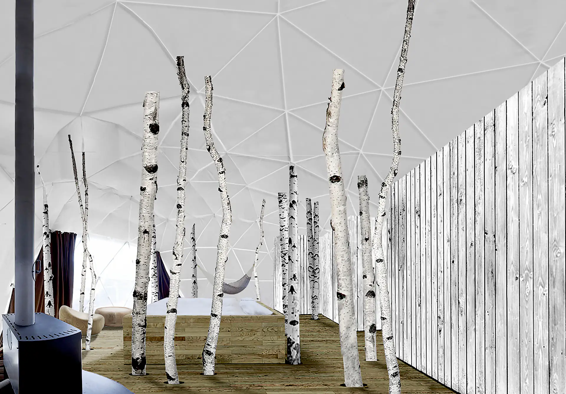 The "Forest Pod Suite" will be like spending the night in a luxurious birch forest surrounded by nature. Guests will be able to enjoy a hammock or a cozy king-size bed that resembles a nest.