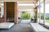 Living, Ottomans, Two-Sided, Table, Wood Burning, Carpet, and Bench The high ceilings were designed to accommodate clerestory windows.  Living Table Two-Sided Bench Photos from Case Study House #18 in L.A. Hits the Market at $10M and Includes Plans From Tom Kundig