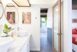Bath Room, Vessel Sink, Engineered Quartz Counter, and Porcelain Tile Floor The master bathroom has been expanded and features an indoor-outdoor shower space.  Photo 12 of 19 in An Updated Eichler With an Indoor-Outdoor Master Bath Seeks $1.15M