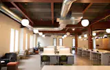 The upstairs was transformed into a co-working space called Beauty Shoppe, which is where the formerly dusty tanker desks found new life.