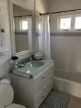 The former bathroom was dark and dated.