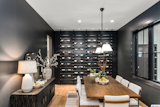 Modern dining room with wine wall