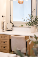 Modern bathroom vanity with pendant lighting