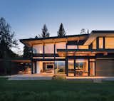 Exterior elevation, rear, with view into great room