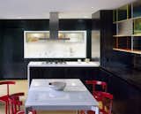 Kitchen and dining room with custom aluminized/ebonized oak casework
