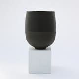 Black ceramic cup with matte black glaze made by Charlotte Smith Studios. 