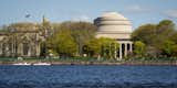 MIT's Killian Court and main buildings, viewed from the Charles River Basin in Boston, MA