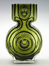 Riihimaki 'Aitanlukko' olive green cased glass vase by Helena Tynell.  Via modest&modern