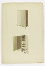Drawing, Design for a Wardrobe/Armoire, July 2, 1931; Designed by Margarethe Fröhlich (Austrian, 1901–2001); Austria; brown color pencil, graphite on heavy cream wove paper; 59.5 x 41.6 cm (23 7/16 x 16 3/8 in. ); Gift of Margarethe Fröhlich; 1997-109-16.  Photo:  Cooper Hewitt.