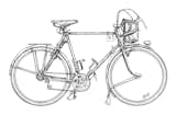Daniel Rebour illustration, scanned from his book "La Pratique du Vélo" published in 1949.  The bike was built for Monsieur Jean Dejeans, the president of the famous A.C.P. (Paris Audax Club), for his ride in the 1948 Paris-Best-Paris race.  Photo via Stronglight.