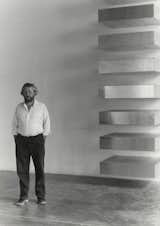 Donald Judd in 1982, with his work 'Untitled' (1975).  Photo: Judd Foundation.
