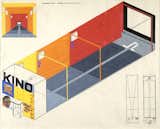 HERBERT BAYER 
Design for a Cinema 1924-1925.
Gouache, cut & pasted photomechanical and print elements, ink, and pencil.
Harvard Art Museum, Busch-Reisinger Museum.  Photo 6 of 16 in architectural drawings by pulltab