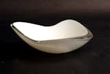 Gunnel Nyman for Iittala, asymmetrical bowl in clear and white glass, c. 1940s.  Photo: freeforms.