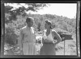 Walter and Ise Gropius in the Garden, Gropius Residence, Lincoln, Massachusetts, c. 1940.  Photographer: unknown.  Image: Harvard Art Museums/Busch-Reisinger Museum, Gift of Ise Gropius.