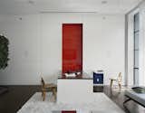 Fold-down dining table.