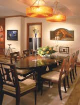 The open floor plan allows for a logical traffic flow from the dining area into the living area.