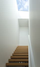 The form of the top-lit, kauri-clad, open-riser staircase references the drawn appearance of a staircase, and recalls the Stack works of the American artist Donald Judd.