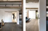 Rectilinear planes and volumes loosely divide zones of the open-plan spaces, while concealed doors enable discrete rooms to be enclosed.