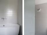 Bathrooms and bedrooms to the upper levels employ the same architectural language as the ground floor.