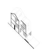 Perception of the finished house is analogous to viewing an axonometric drawing of the design—where one understands all of the planes and volumes as a single architectural composition, despite being spread throughout the original building.