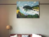 Abstract river gorge painting above the couch