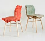 Well Proven Chair By: James Shaw & Marjan Van Aubel
By incorporating waste shavings into design using bio-resin, a curious chemical reaction occurs. When it is mixed with the shavings causing it to expand it into a foamed structure, a lightweight and mouldable material is created, reinforced by the fibres in the hardwood shavings.
