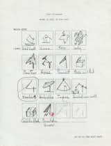 Pictured above is the first page of Philip Johnson's Architectural Aptitude Test, which challenged subjects to create as many drawings as they could using the provided lines.