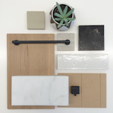 Material samples leap from the mood board into reality.