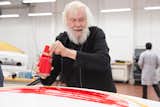 Baldessari paints an oversized red dot on the roof, staying true to his artistic trademark and boosting the car's visibility during the race.  Photo 5 of 12 in John Baldessari Blazes a Trail at the Daytona International Speedway With BMW Art Car #19