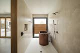 Master bathroom with pivot door closed