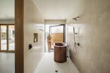 Opening the master bathroom pivot door