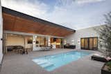 A view of the private courtyard as the sun sets