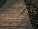 Detail of the board stamped concrete walkway