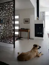 mid-century inspired custom wood screen at entry

[modern ranch home // sierra madre, california]