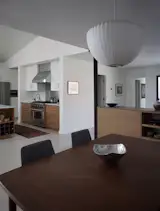 nelson bubble pendant lamp at open dining room 

[modern ranch home // sierra madre, california]