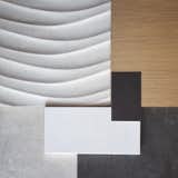 porcelain tile, rift white oak wood cabinetry, caesarstone + ceramic flooring  [modern material finishes]