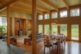 The slate step serves as additional seating for frequent gatherings.