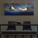 An organic, elegant shape flows through the design of the Zephyr LED Pendant. The heat-textured steel morphs into the light guide – or does the light guide turn into steel? The ribbon-like LED light guide beautifully illuminates the fine details.

https://www.hubbardtonforge.com/products/139833