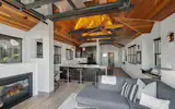 Large living room space allows for a sectional sofa and fireplace.