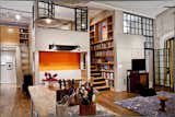 Loft windows allow office to open to living areas.