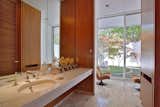 Bath Room, Stone Counter, Undermount Sink, Ceiling Lighting, Recessed Lighting, and Stone Slab Wall  Photo 8 of 17 in Oak Court by buchanan architecture