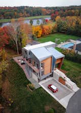 3K house aerial view in fall