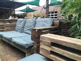 Outdoor lounge furniture at Harvest House in Denton, TX. 
