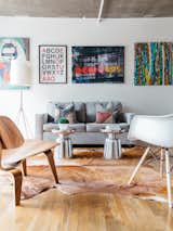 Chairs by Charles & Ray Eames for Herman Miller provide touches of mid-century modern to the living area.  