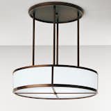This Barbara Barry designed ceiling pendant by Boyd Lighting is the perfect lighting fixture for residential spaces such as bedrooms, bathrooms, living rooms, dining rooms and kitchens. This fixture is also a workhorse for commercial and hospitality spaces. Available in a soft Satin Aluminum finish and five standard powder coat options, can be customized to match any color scheme. Also available in two flush mount sizes. #pendant #lighting #drumshade #drumpendant