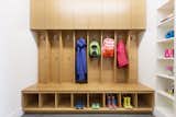 4 kids under the age of 13 means a lot of needed storage: this mudroom carved out of an oversized bathroom provided much needed storage, central stop off spot before hitting the road