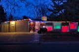 A Cliff May Home on Meade Street gets in the holiday spirit!

Many of Harvey Park’s Cliff May Homes are hidden behind private fences, many of which have become a central component to their street appeal. The fence on this house uses translucent panels, which can be festively lit with color-changing LED lights at night.
