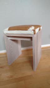 White washed White Oak and Tan hide stool for Urban Hardwood in SF. Can be customized to bench with choice of wood/leather.